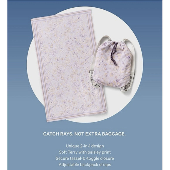 VICTORIA'S SECRET 2 IN 1 TERRYCLOTH PAISLEY LOGO BEACH TOWEL + BACKPACK 36 x 63 - Picture 5 of 5